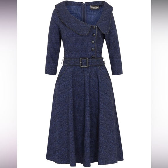 Voodoo Vixen Dresses & Skirts - Voodoo Vixen Pinup off-the-centre collar dress, mid century, Stepford wives sz S